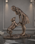 Handcrafted Lady with the Noble Companion Sculpture