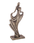 Handcrafted Vintage Copper Flowing Dress Lady Sculpture with Classic Base