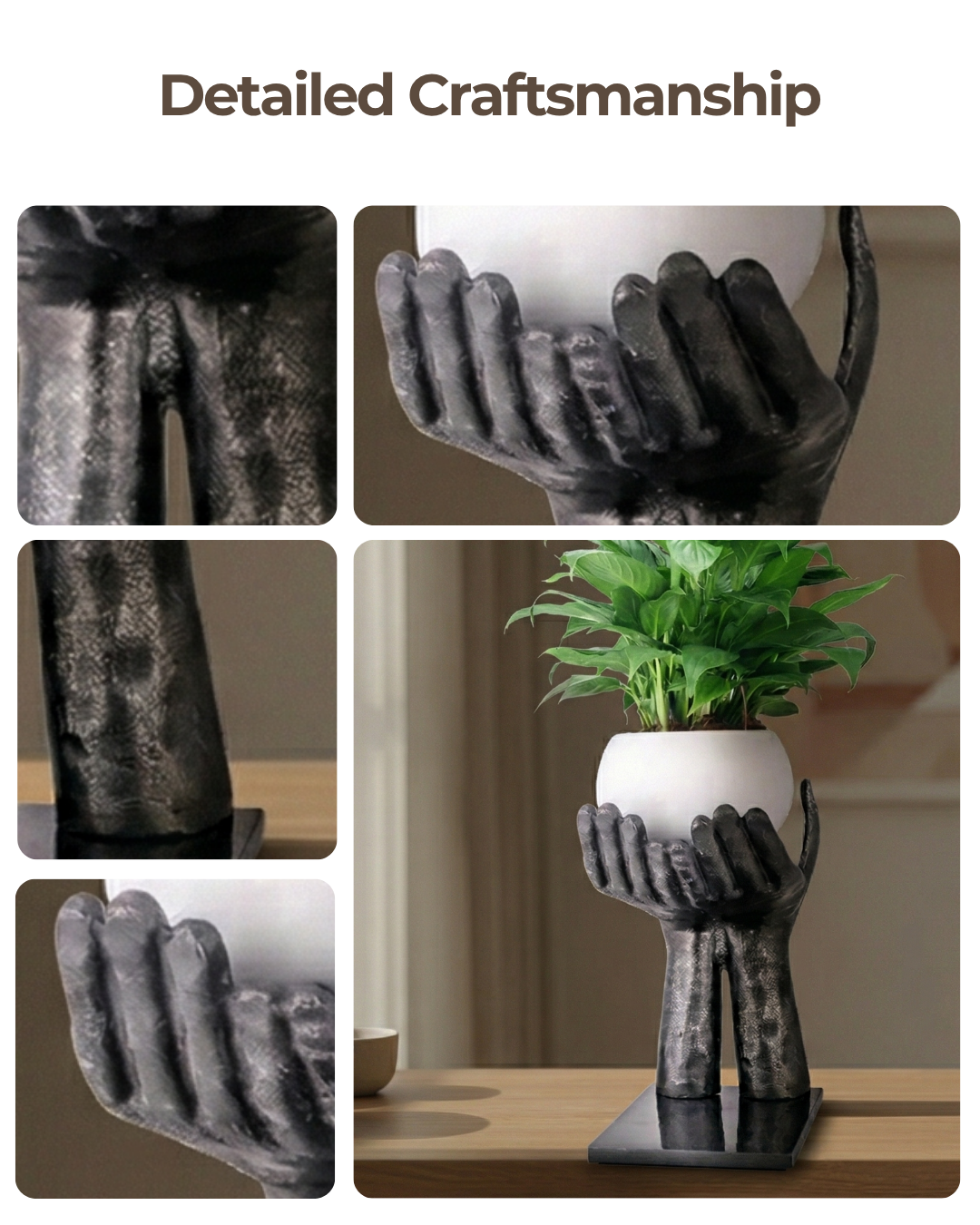 Handcrafted Open Palm Hand Silhouette with Granite Base