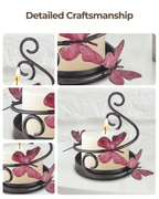 Taakshva Handcrafted Butterfly Candle Holder black matte finish