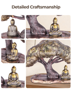Taakshva Bodhi Vraksh Handcrafted Buddha Sculpture Vintage Metallic Finish