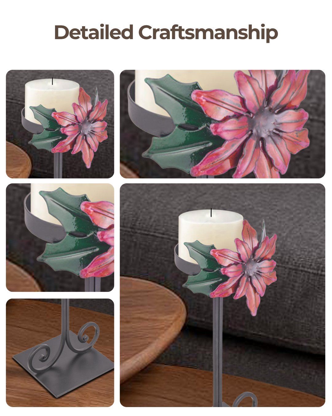 Taakshva Handcrafted Floral Candle Holder