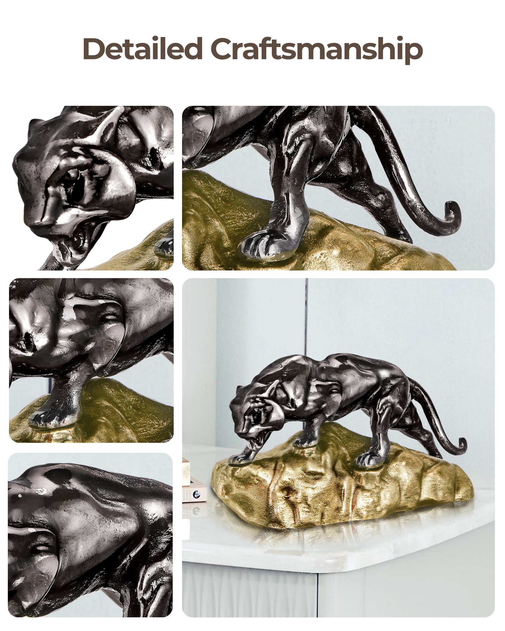 Handcrafted Royal Tiger Showpiece with Antique Base