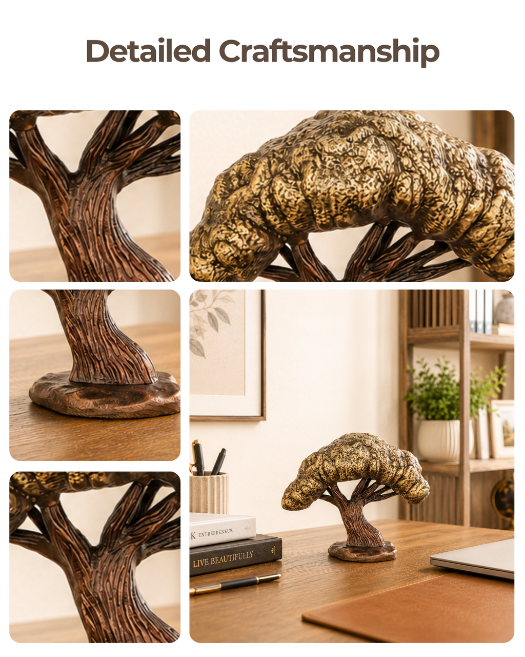 Taakshva Handcrafted Masterpiece Tree Sculpture for Elite Interiors Vintage Dual Tone Finish