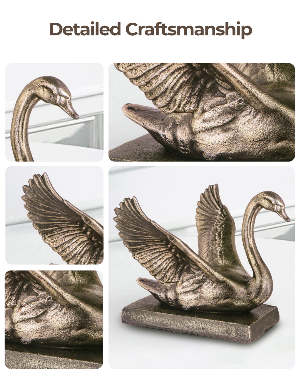 Handcrafted Artistic Swan Sculpture with Vintage Finish