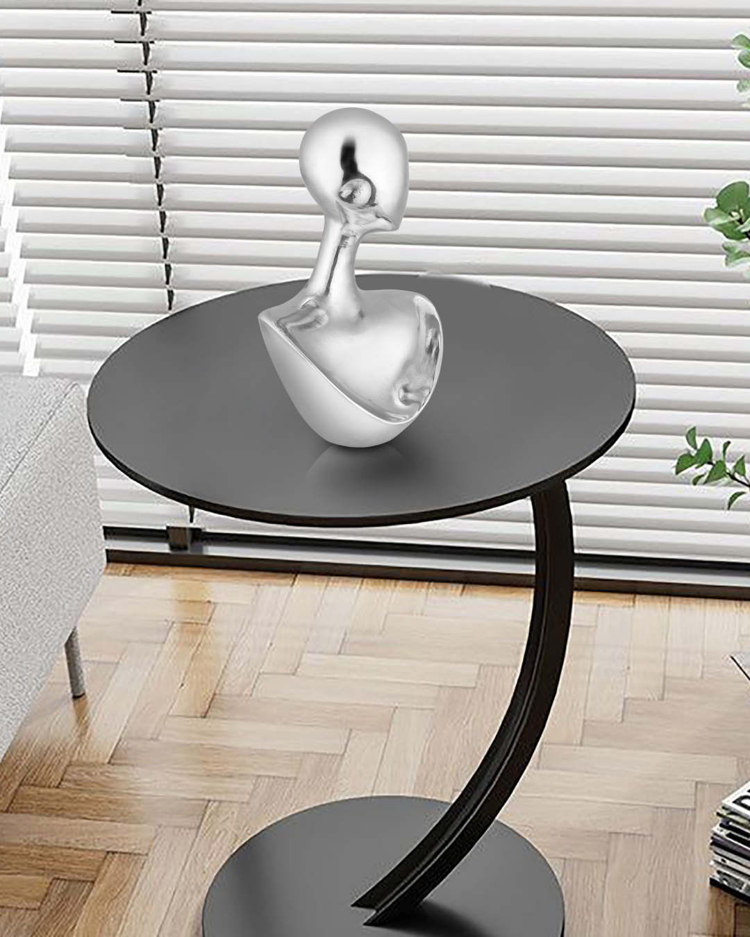 Handcrafted Sleek Minimalist Chrome Reflection lady Bust