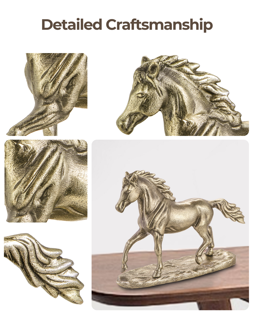 Handcrafted Majestic Horse Vintage Gold