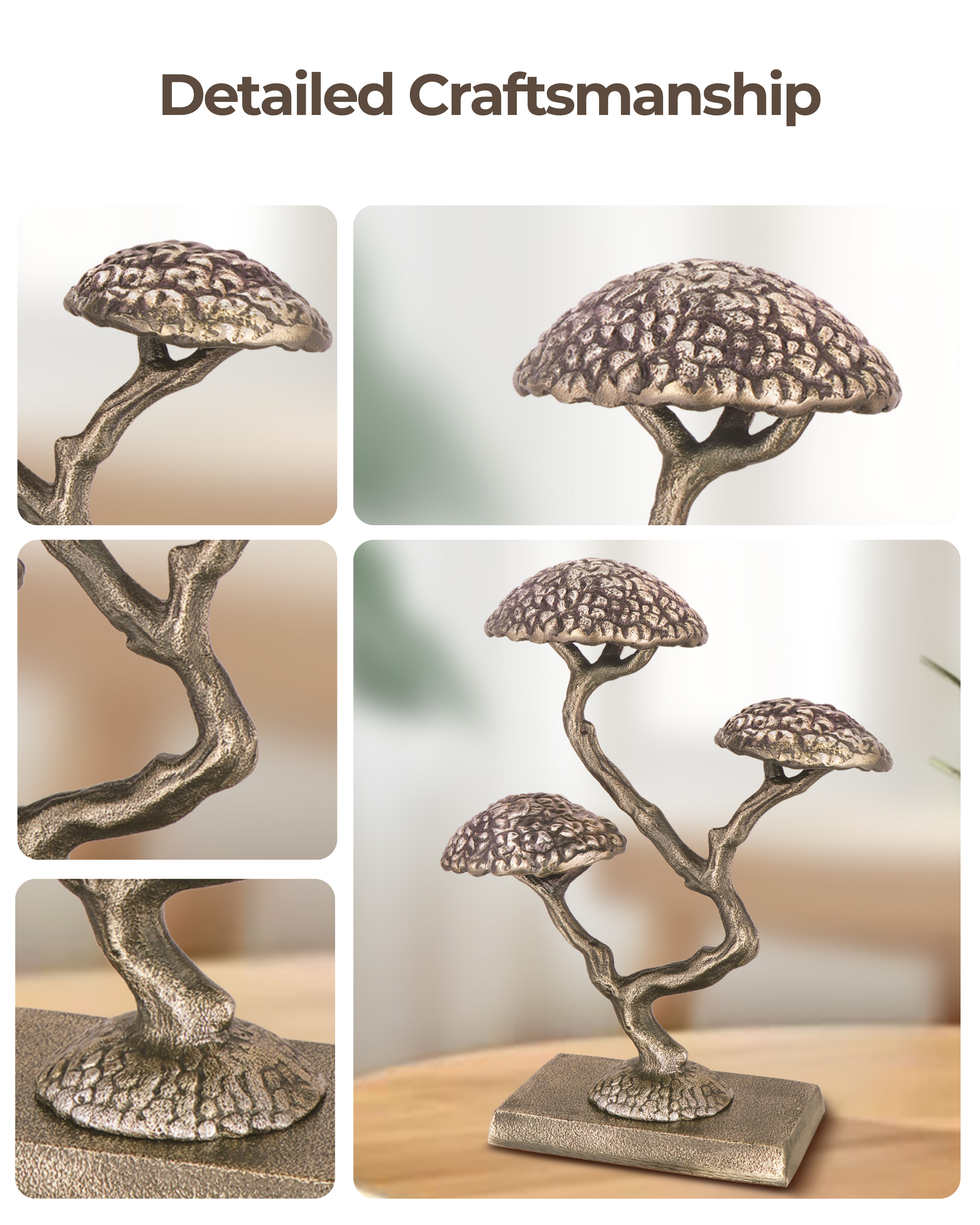 Handcrafted Artisan Cast Bonsai Object with Antiqued Finish