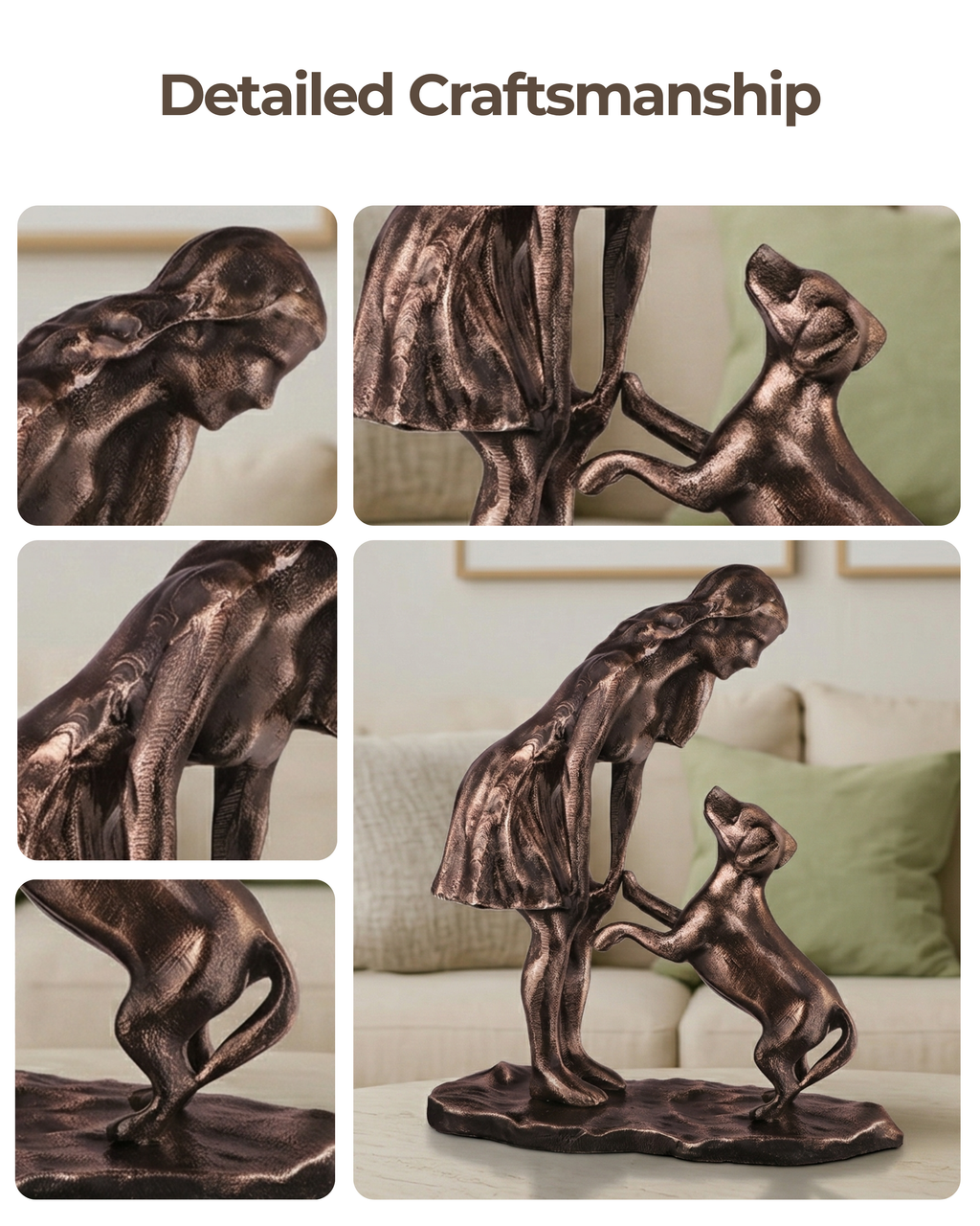 Handcrafted Lady with the Noble Companion Sculpture