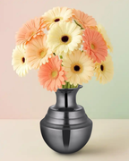 Stepped Neck Glossy Metallic Black Vase