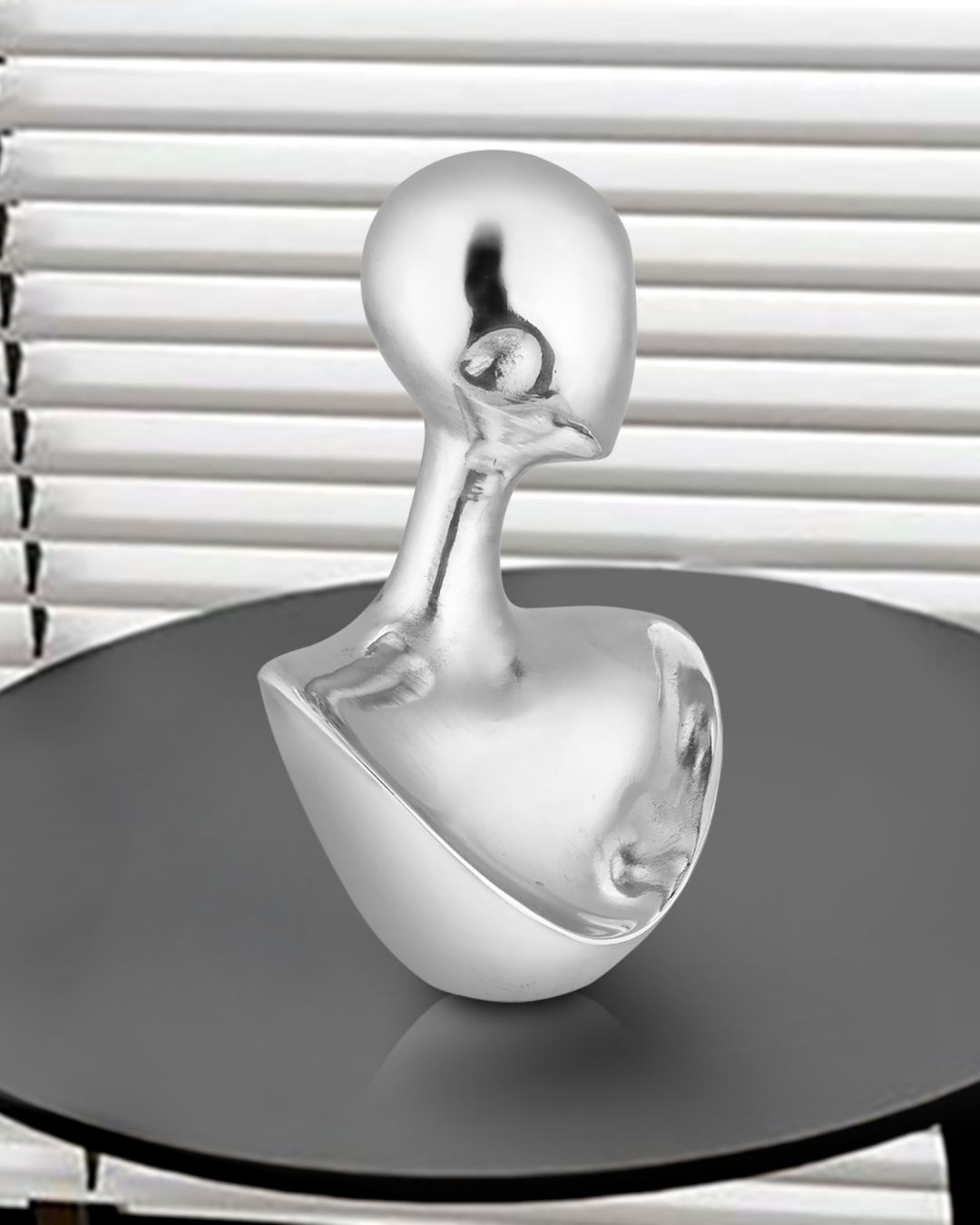 Handcrafted Sleek Minimalist Chrome Reflection lady Bust