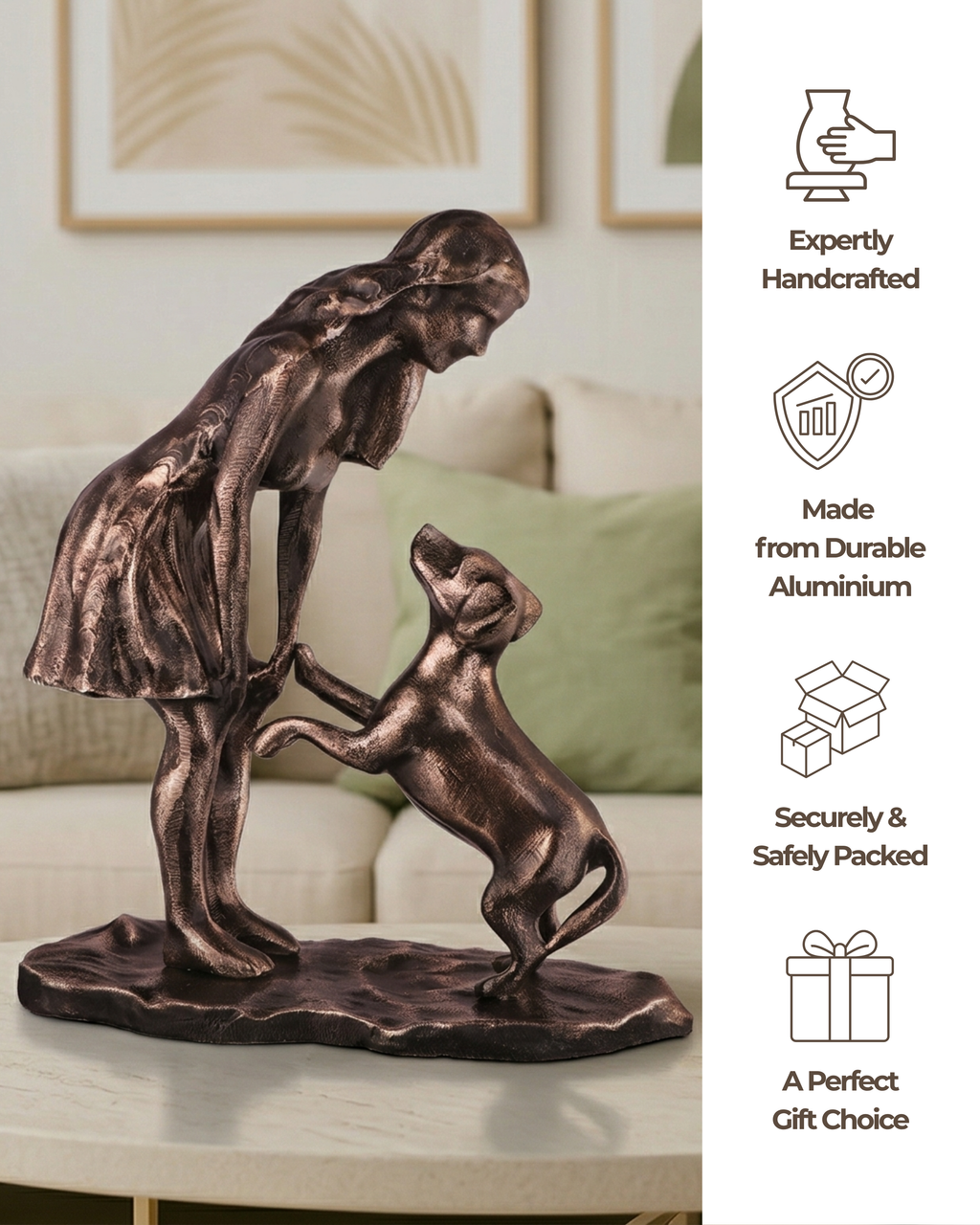 Handcrafted Lady with the Noble Companion Sculpture