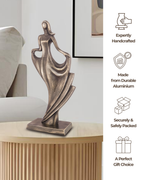Handcrafted Vintage Copper Flowing Dress Lady Sculpture with Classic Base