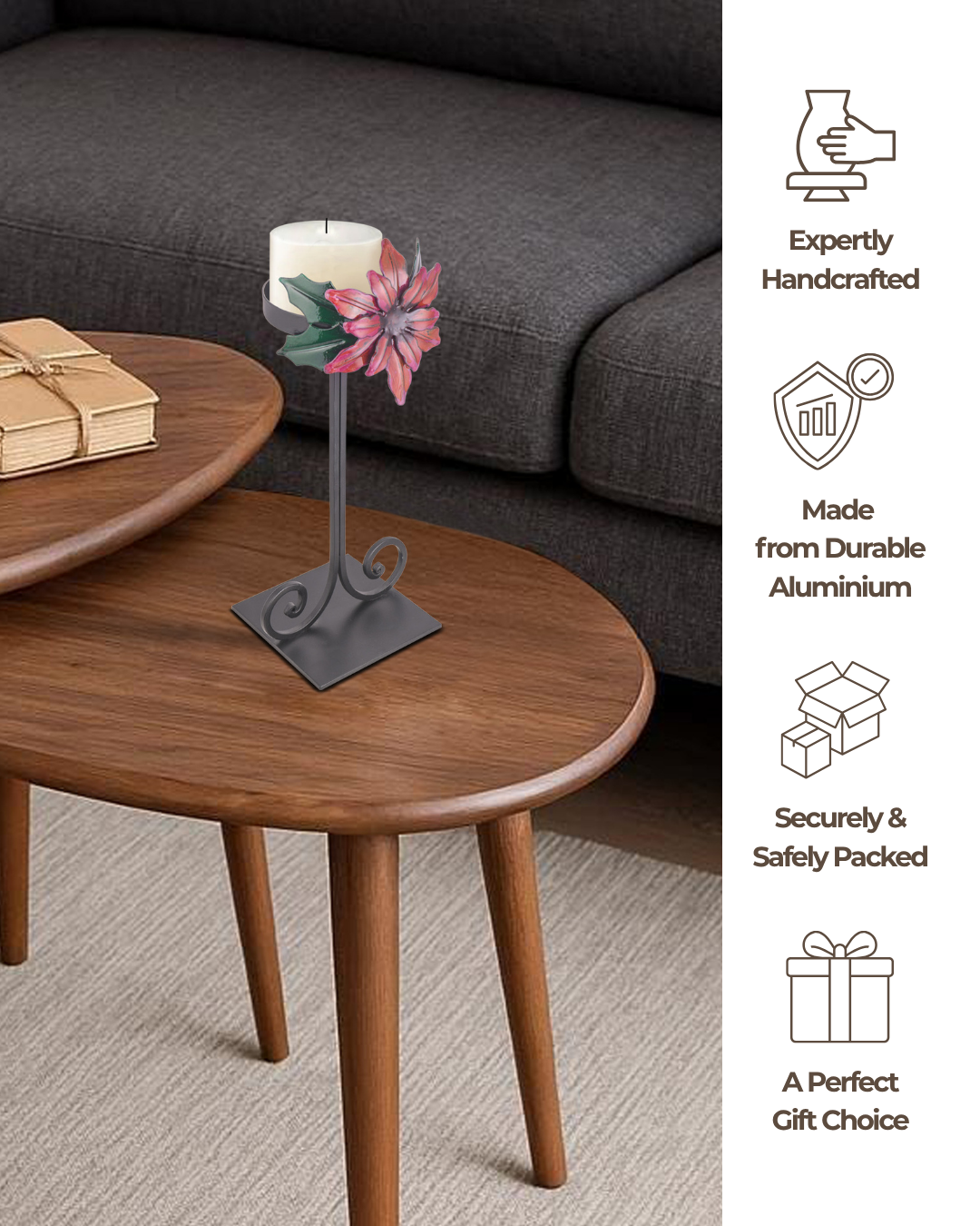 Taakshva Handcrafted Floral Candle Holder