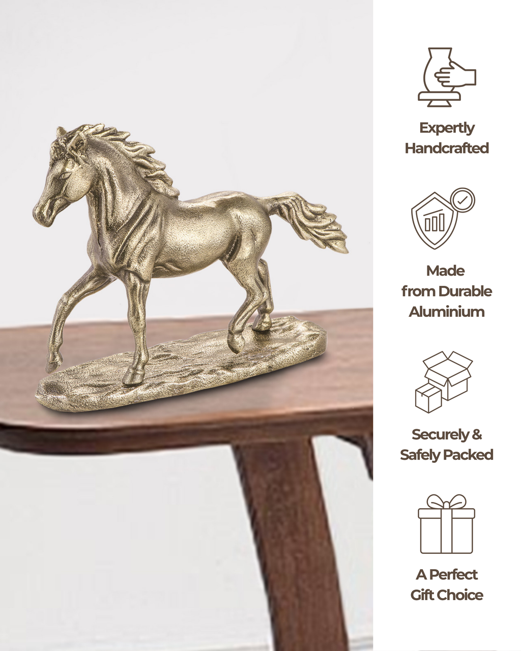Handcrafted Majestic Horse Vintage Gold