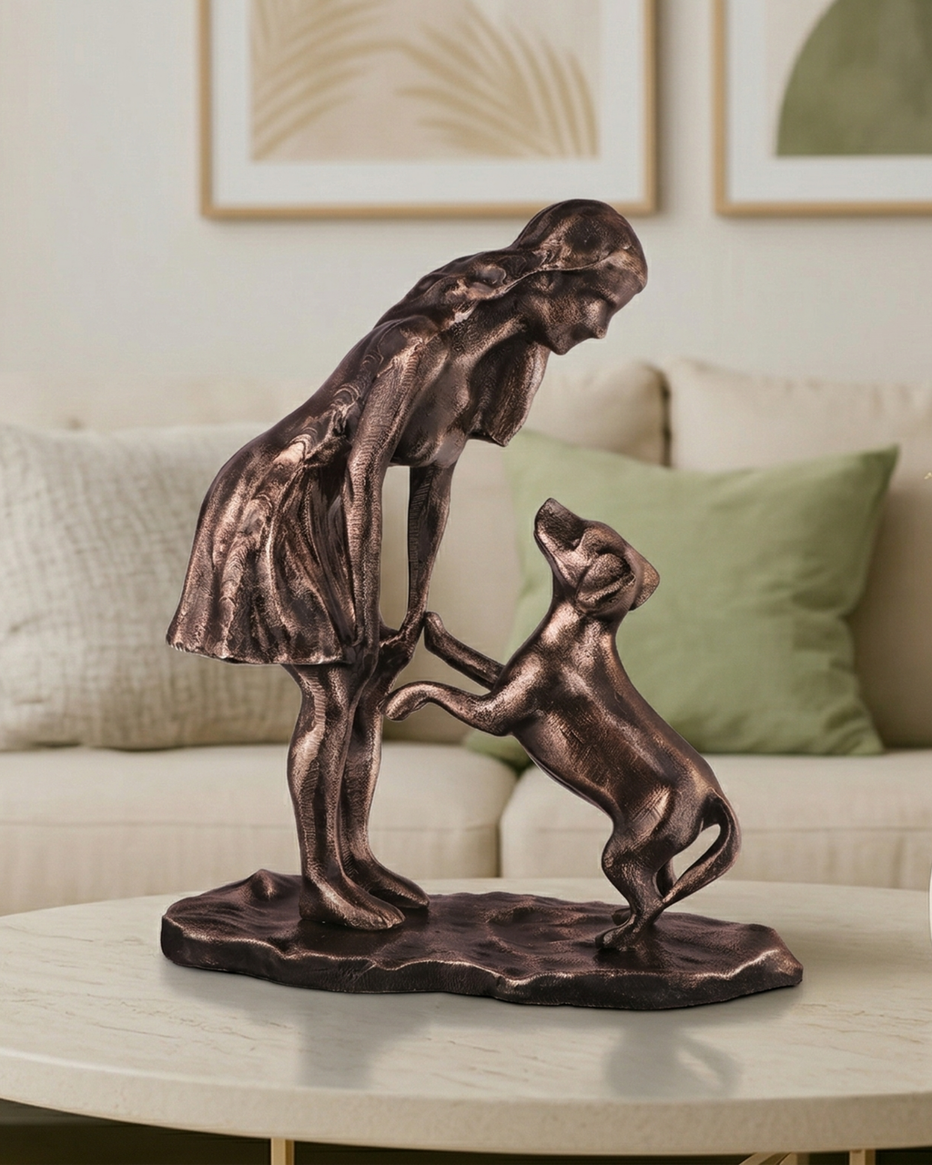 Handcrafted Lady with the Noble Companion Sculpture