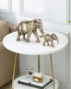 Handcrafted Vintage Gold Mother & Baby Elephant Sculptures