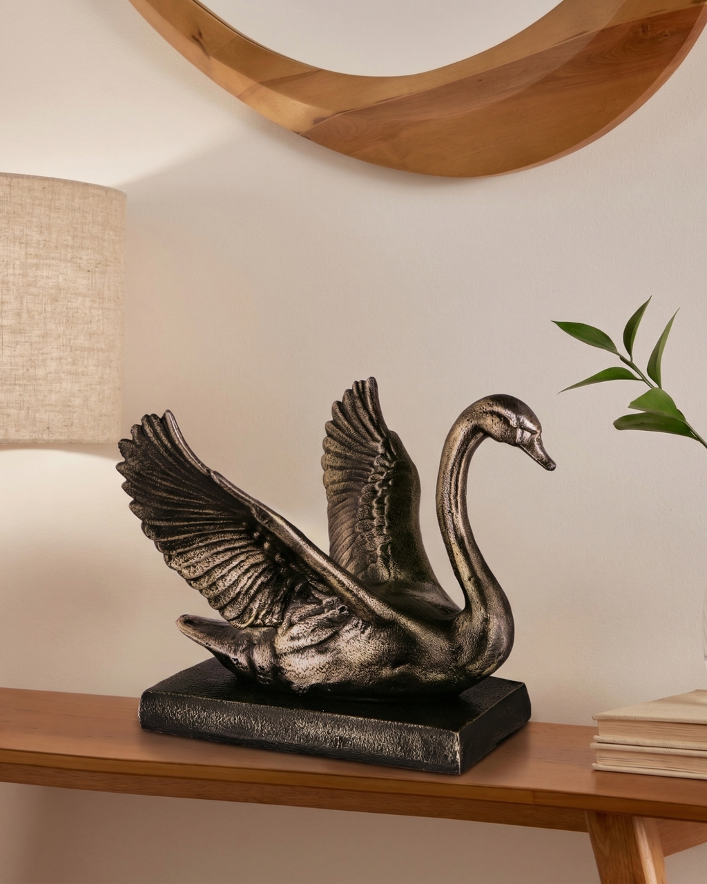 Handcrafted Artistic Swan Sculpture with Vintage Finish
