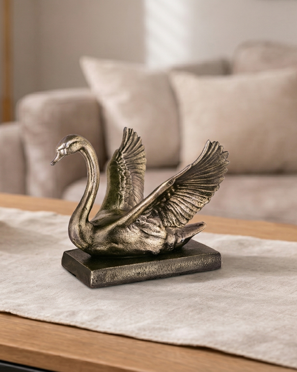 Handcrafted Artistic Swan Sculpture with Vintage Finish