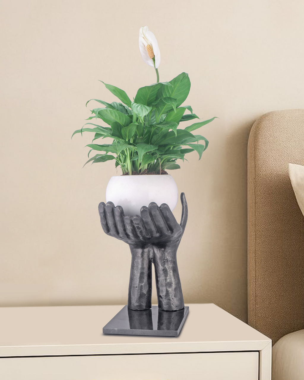 Handcrafted Open Palm Hand Silhouette with Granite Base