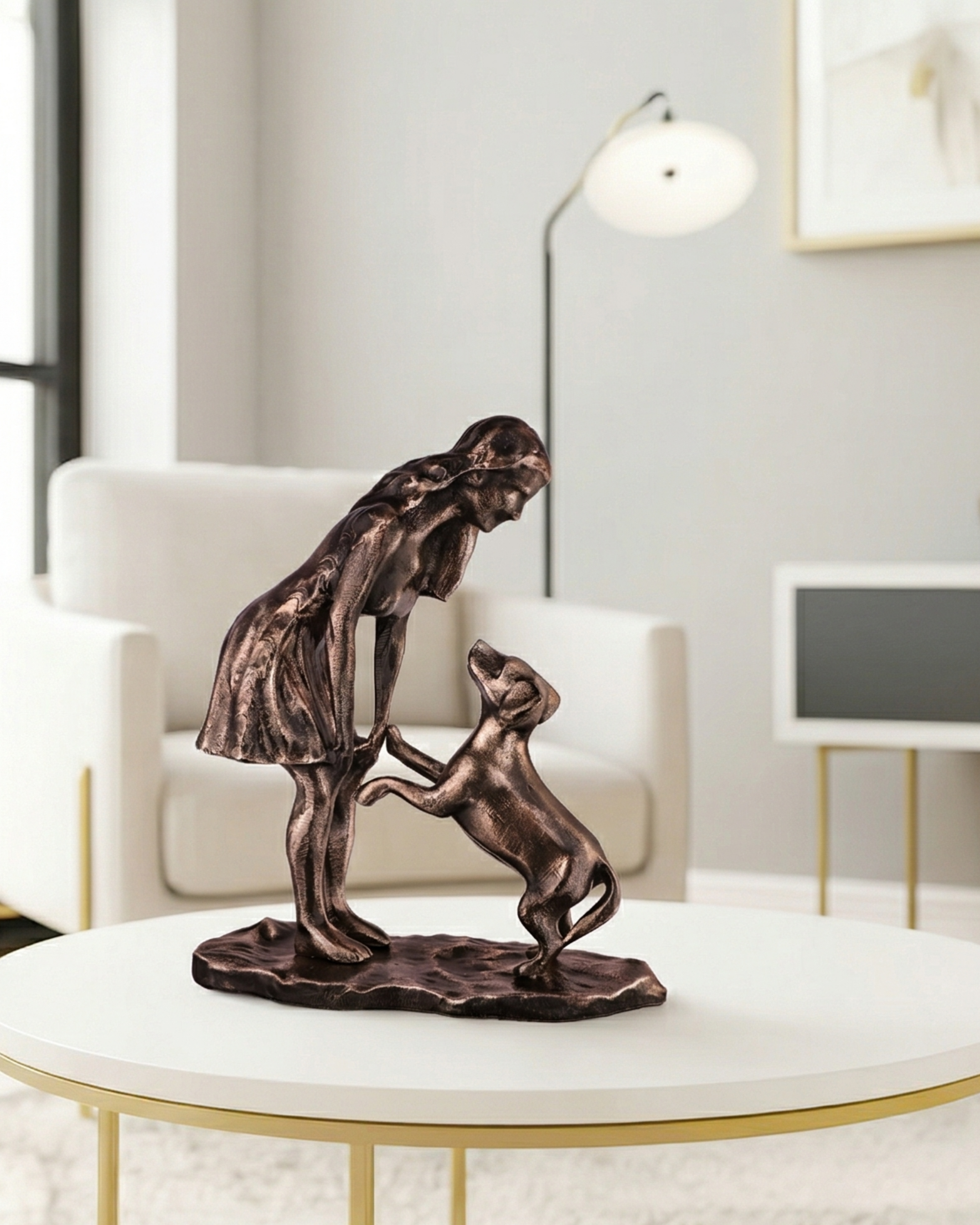 Handcrafted Lady with the Noble Companion Sculpture