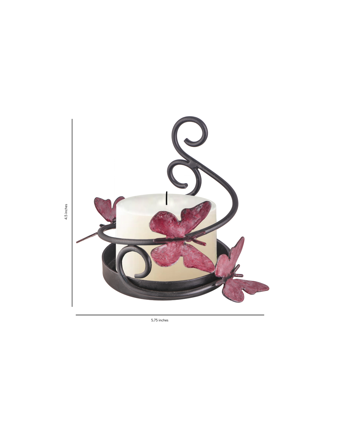 Taakshva Handcrafted Butterfly Candle Holder black matte finish