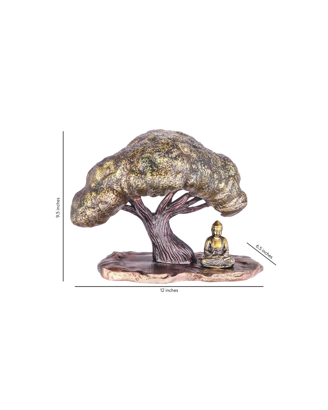 Taakshva Bodhi Vraksh Handcrafted Buddha Sculpture Vintage Metallic Finish