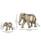 Handcrafted Vintage Gold Mother & Baby Elephant Sculptures