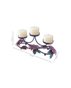 Taakshva Handcrafted Triple Floral Candle Holder Black Matte Finish