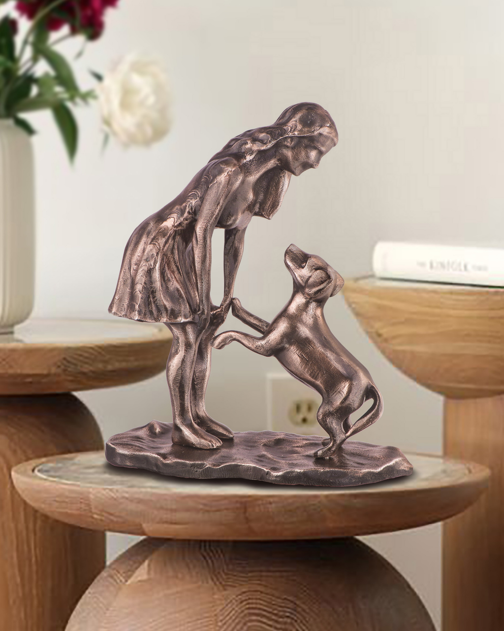 Handcrafted Lady with the Noble Companion Sculpture