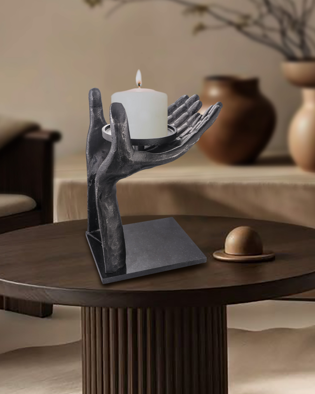 Handcrafted Open Palm Hand Silhouette with Granite Base