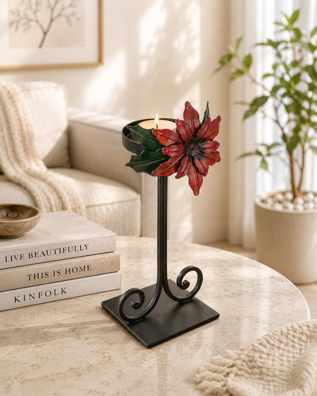 Taakshva Handcrafted Floral Candle Holder