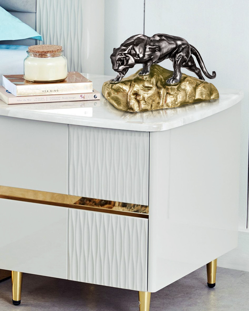 Handcrafted Royal Tiger Showpiece with Antique Base