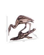 Handcrafted Vintage-Copper-Finish Heron Sculpture on Branch Base