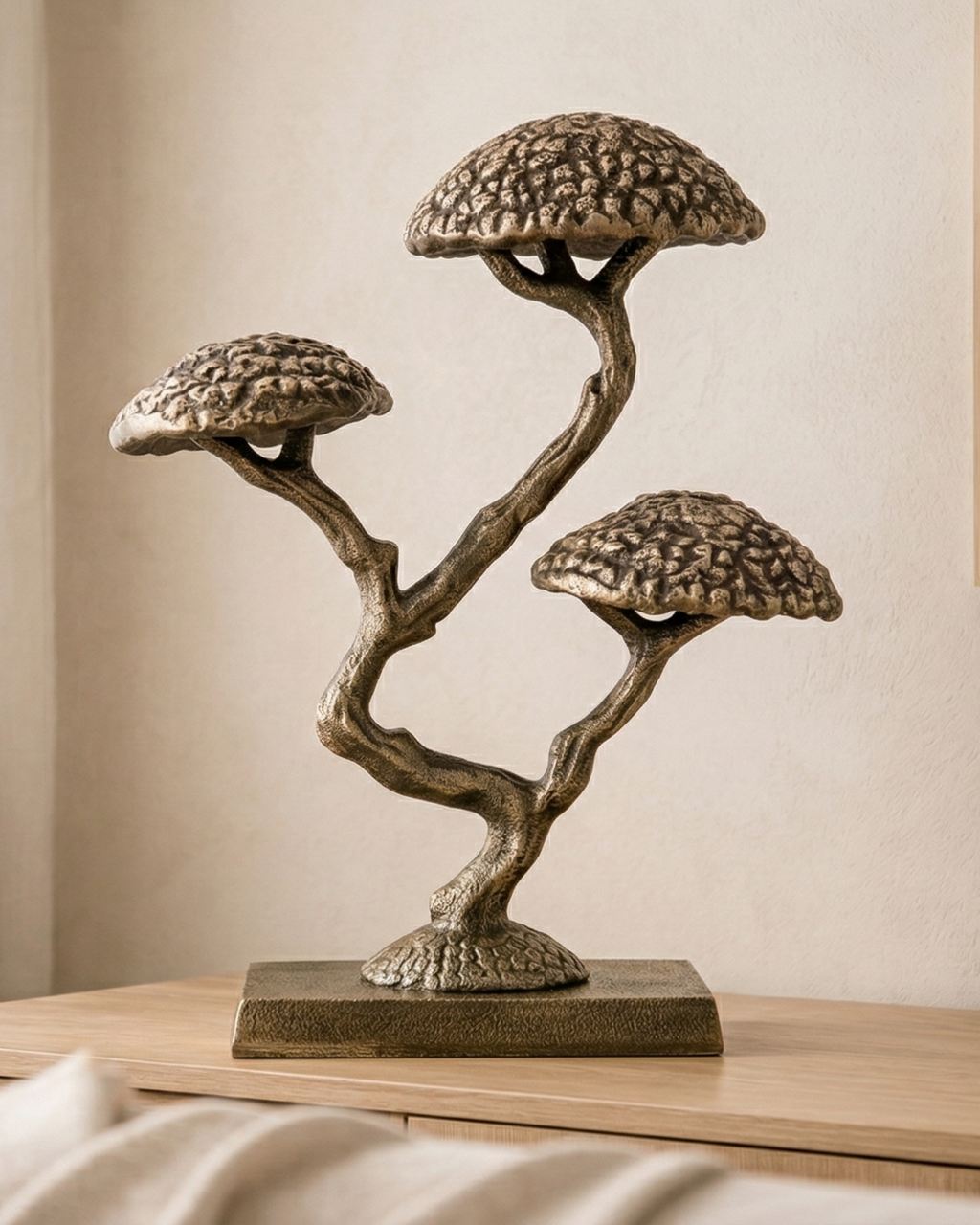 Handcrafted Artisan Cast Bonsai Object with Antiqued Finish