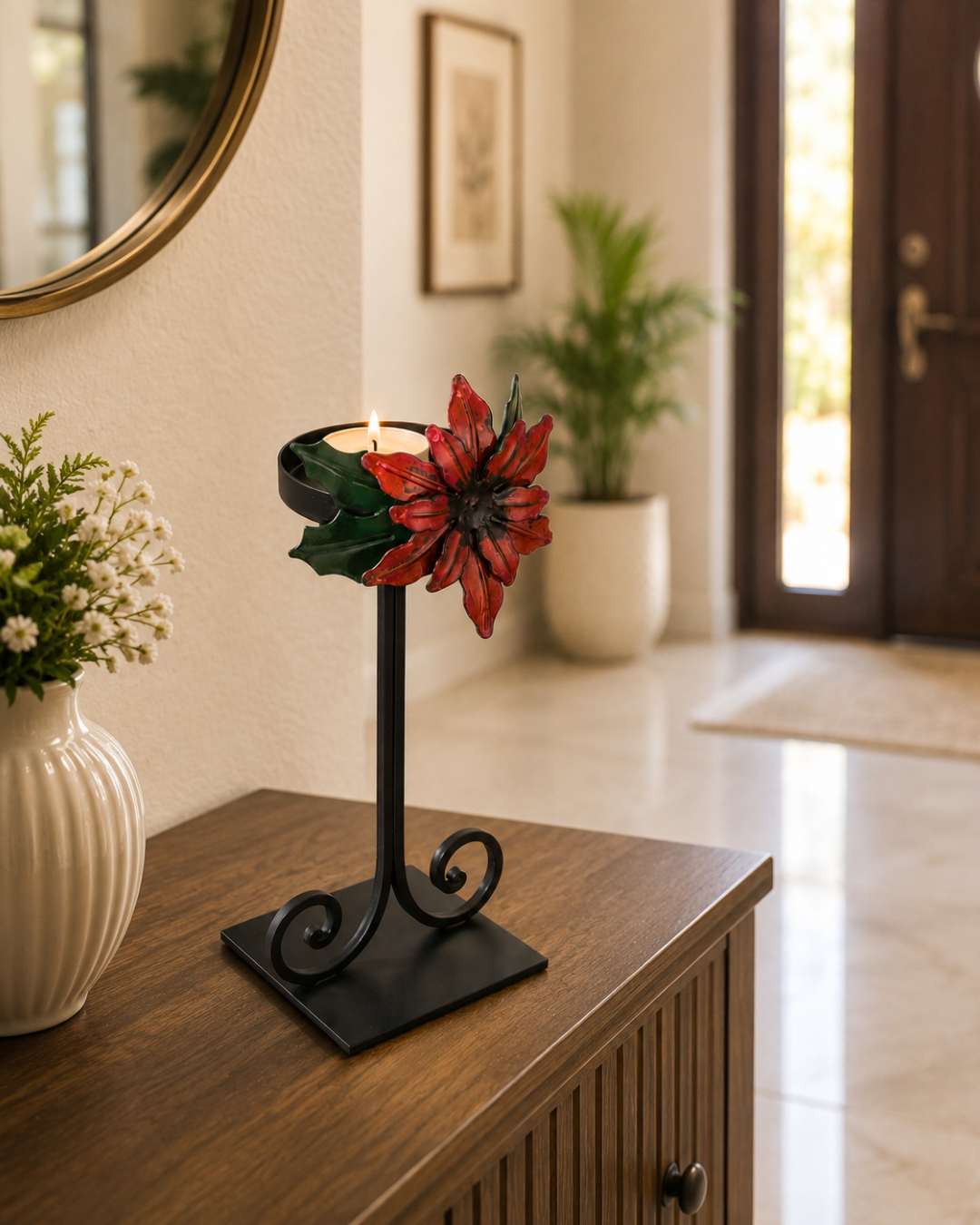 Taakshva Handcrafted Floral Candle Holder