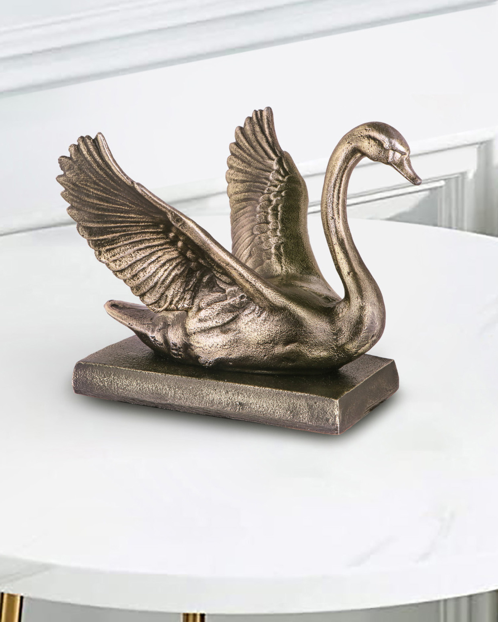 Handcrafted Artistic Swan Sculpture with Vintage Finish