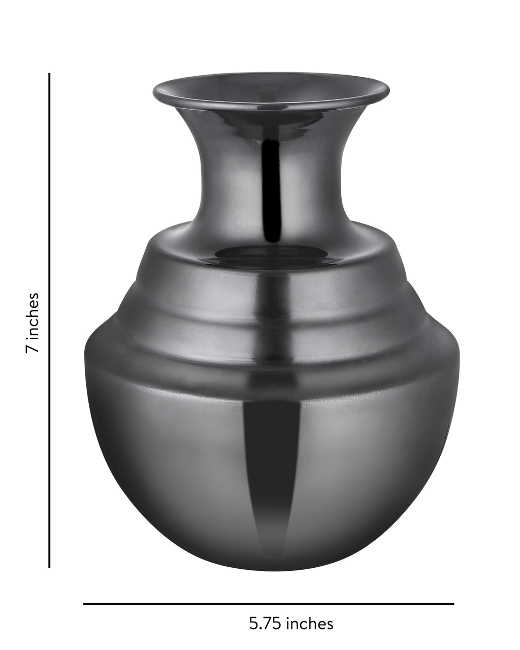 Stepped Neck Glossy Metallic Black Vase
