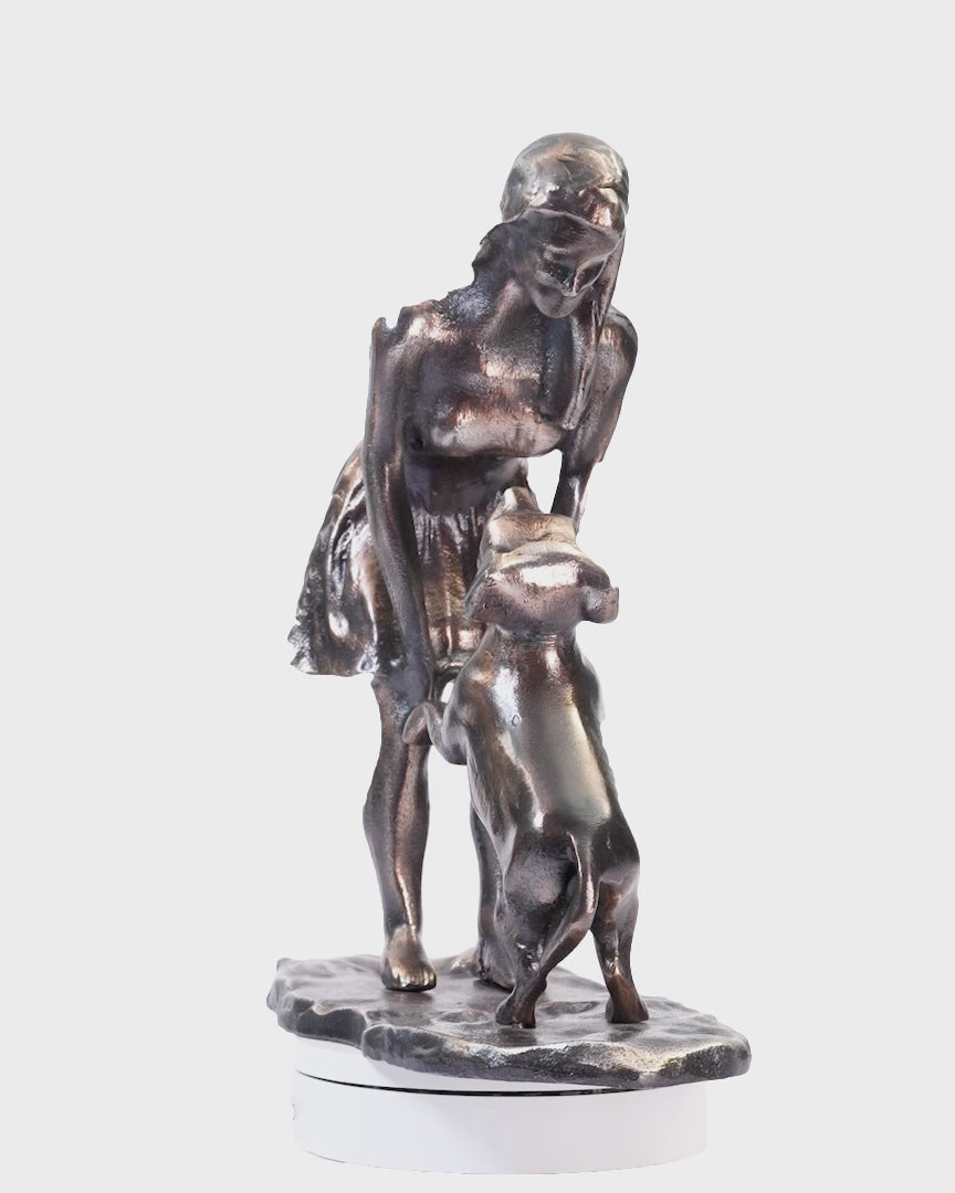 Handcrafted Lady with the Noble Companion Sculpture