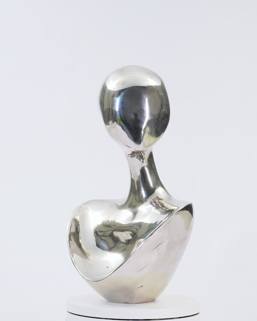 Handcrafted Sleek Minimalist Chrome Reflection lady Bust