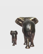 Handcrafted Vintage Gold Mother & Baby Elephant Sculptures