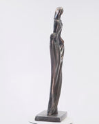 Handcrafted Vintage Copper Flowing Dress Lady Sculpture with Classic Base
